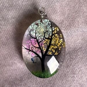 Lucite Tree‎ Of Life Pendant Multicolored pendant